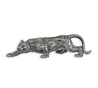 aubaho Figura de pantera de hierro fundido color plata envejecida, réplica de diseño retro