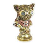 aubaho Steampunk - Busto de gato de resina con diseño retro