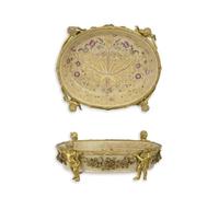 aubaho Un cuenco de porcelana decorado con bronce, réplica de decoración de diseño retro