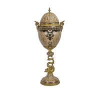 aubaho Un frasco de bronce con forma de huevo con tapa, réplica de decoración de diseño retro