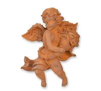 aubaho UN soporte de pared de hierro fundido oxidado en el que se puede ver un putto con una cornucopia. Decoración de diseño retro réplica