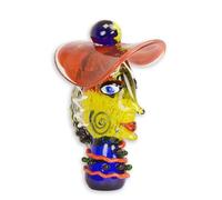 aubaho Una figura de cristal de estilo Murano que representa a una dama con sombrero. Réplica de diseño retro