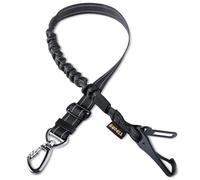 AUBELL Cinturones de seguridad para perros del Reino Unido, correa elástica reflectante 3 en 1 actualizada con cierre de gancho y hebilla, arnés de coche resistente con mosquetón, color negro