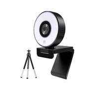 AUBEST Cámara Web, FHD 1080P cámara Web de transmisión en Vivo de Enfoque Fijo con Doble Anillo de luz 30FPS USB trípode cámara Web for PC portátil for conferencias