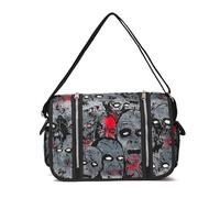 Aublinto Bolso de Cráneo de Mujer Gran Capacidad Gótico Bolso de Hombro Tachonado Doctor Bolso de Calavera Bolsa de Lona Ligero Correa Ajustable con Cremallera y Bolsillos, gris, talla única