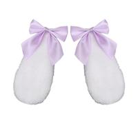 Aublinto Bonita diadema para el pelo, horquilla, anime, disfraz de Halloween, horquillas hechas a mano, orejas de conejo de peluche con lazo, pinzas laterales de dibujos animados, tocado violeta