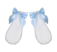 Aublinto Bonita diadema para el pelo, horquilla, anime, disfraz de Halloween, horquillas hechas a mano, orejas de conejo de peluche con lazo, pinzas laterales de dibujos animados, tocado azul, 2