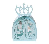 Aublinto Cajas de chocolate 50 unidades, elegante caja de bombones con diseño hueco de orquídeas claras, caja de bombones con corona de novios, caja de papel en forma de flor, azul claro