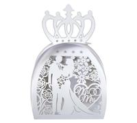 Aublinto Cajas de regalo para fiestas, 50 unidades, regalos de boda, novios y novios, corona, caja de bombones, regalos de novia, papel de chocolate rosa, caja de bombones de boda en forma de flor,