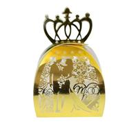 Aublinto Cajas de regalo para fiestas, 50 unidades, regalos de boda para novios y novios, corona, caja de bombones, regalos de novia, papel de chocolate rosa, caja de bombones de boda, color dorado