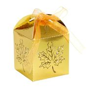 Aublinto Candy Pequeñas Cajas de Regalo Candy Navidad Fiesta Boda 50 UNIDADES Hoja de Arce Australiana Hueco Candy Box Gracias Candy Pack Animal Forma 5x5x8cm Papel/Cartón Oscuro Dorado