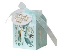 Aublinto DIY Party Geschenkbox Candy Geschenkbox Vogelkäfig-Design Hochzeit Taufe Gastgeschenk 50 Stück Elegante Candy Box Holl Valentine Treat Box Hochzeit 5x5x8 cm Papier Box Licht Blau