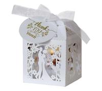 Aublinto DIY Party Geschenkbox Candy Geschenkbox Vogelkäfig-Design Hochzeit Taufe Gastgeschenk 50 Stück Elegante Candy Box Hohl Valentine Treat Box Hochzeit 5x5x8cm Papier Box Weiß