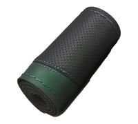 Aublinto Funda de volante cosida a mano, funda de volante de costura, costuras que absorben el sudor, funda de cuero para volantes de 38 cm, universal para todas las estaciones, color verde oscuro