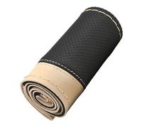 Aublinto Funda de volante cosida a mano, funda de volante de costura, costuras que absorben el sudor, funda de cuero para volantes de 38 cm, universal, para todas las estaciones, color beige