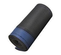 Aublinto Funda de volante cosida a mano, funda de volante de costura, costuras que absorben el sudor, funda de cuero para volantes de 38 cm, universal para todas las estaciones, color azul oscuro
