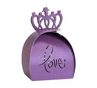 Aublinto Regalos de boda caja de dulces 50 unids elegante melocotón rosa corona corte hueco boda favor caja amor chocolate caramelo caja de papel en stock púrpura oscuro