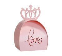 Aublinto Regalos de boda caja de dulces 50 unids elegante melocotón rosa corona hueco boda favor caja amor chocolate caramelo caja de papel en stock melocotón
