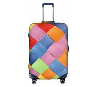 Aubnva Funda de equipaje de viaje lavable con estampado a cuadros coloridos, protector de maleta personalizado para negocios y ocio, White, M