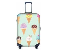 Aubnva Funda de equipaje de viaje lavable con estampado de conos de helado, protector de maleta personalizado para negocios y ocio, White, S
