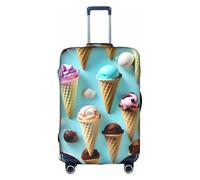 Aubnva Funda de equipaje de viaje lavable con estampado de conos de helado, protector de maleta personalizado para negocios y ocio, White, L
