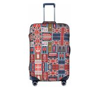 Aubnva Funda de equipaje de viaje lavable con estampado de símbolos de Inglaterra, protector de maleta personalizado para negocios y ocio, White, XL