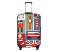 Aubnva Funda de equipaje de viaje lavable con estampado de símbolos de Inglaterra, protector de maleta personalizado para negocios y ocio, White, XL