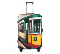 Aubnva Funda de equipaje de viaje lavable con estampado de tranvía de Lisboa, protector de maleta personalizado para negocios y ocio, blanco, S