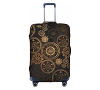 Aubnva Funda protectora de equipaje de viaje lavable con diseño de reloj de engranajes, color bronce, para negocios, ocio, White, L