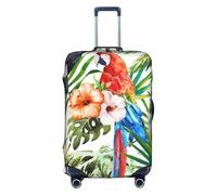 Aubnva Funda protectora de equipaje de viaje lavable con estampado de hojas de loro, palmera, tucanes, para negocios, ocio, blanco, M