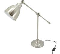 AUBRY GASPARD - Lámpara de escritorio de acero cepillado, diámetro 17,5 x 57 cm, cable de 180 cm, casquillo E27 Max 40 W, interruptor integrado, bombilla no incluida. Se vende por pieza