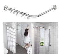 AUBWIG Riel de cortina de ducha Acero inoxidable en forma de L Bañera de baño Barra de cortina de ducha de esquina Sin perforación para el baño de la tienda de ropa (75-95 cm x 75-95 cm)