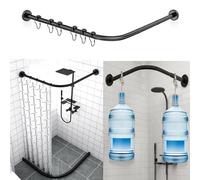 AUBWIG Riel de Cortina de Ducha Acero Inoxidable Estirable en Forma de L Bañera de baño Barra de Cortina de Ducha de Esquina Sin perforación para baño de Tienda de Ropa (90-130 cm x 90-130 cm)
