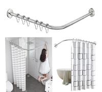 AUBWIG Riel de cortina de ducha de acero inoxidable en forma de L Bañera de baño Barra de cortina de ducha de esquina Sin perforaciónpara el baño de la tienda de ropa (90-130 cm x 90-130 cm)