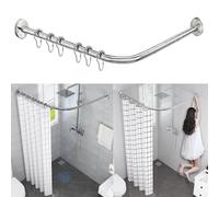 AUBWIG Riel de cortina de ducha de acero inoxidable en forma de L Bañera de baño Barra de cortina de ducha de esquina Sin taladrar para el baño de la tienda de ropa (75-95 cm x 90-130 cm)