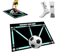 Aubzy Marca Mata de entrenamiento de pasos fútbol 60x90 cm - Anti-resbaladiza Absorbe impactos Control de balón para niños 4-15 - Entrenamiento de pasos con par de calcetines - Perfecta para jardín, c