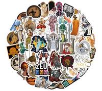 AUCEKO Juego de 50 Pegatinas de Mitología Griega, Vinilo Impermeable para Ordenador Portátil, Niños, Coches, Motos, Bicicletas, Monopatines, Maletas - Estilo Graffiti