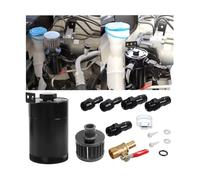 AUCELI Kit de lata de captura de aceite para automóvil, separador de aceite de tanque de depósito de aceite con adaptadores y tapón de válvula de drenaje, filtro de ventilación de entrada y 2 puertos,