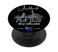 Auckland Nueva Zelanda Isla Norte Paisaje Urbano Skyline Bandera PopSockets PopGrip Adhesivo