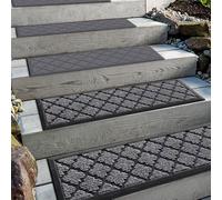 Aucuda Juego de 2 alfombrillas para escalones exteriores de goma, 76 x 22 cm, resistentes a la intemperie y antideslizantes, antideslizantes, para exteriores, antideslizantes, color gris