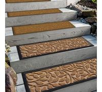 Aucuda Juego de 2 alfombrillas para peldaños exteriores de goma, 76 x 22 cm, resistentes a la intemperie y antideslizantes, antideslizantes, para exteriores, para primavera, color amarillo