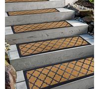 Aucuda Juego de 6 alfombrillas para peldaños exteriores de goma, 76 x 22 cm, resistentes a la intemperie y antideslizantes, antideslizantes, con aislamiento térmico, alfombrillas de goma