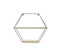 Aucune The Home Deco Factory Étagere murale hexagonale en Bois métal-46 x 10 x 40 cm-Noir et Beige, Madera, Negra, 46x10x40