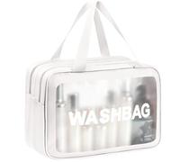 Aucuu 1PCS Bolsas Neceser Transparente, Neceser de Aseo Transparente, Bolsa de Cosméticos Impermeable con Cremallera, Viaje,Vuelo-Blanco