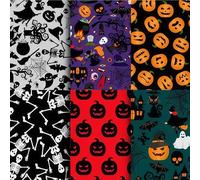 Aucuu 6Piezas 40x50cm Diseño de Retales Algodón Telas, Tela Algodon, Telas Patchwork, Diseños Tela de Algodón Impresos, para DIY Manualidades Decoración de Costura Artesanal-Víspera Todos los Santos