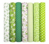 Aucuu 7 Piezas 50x50cm Diseño de Retales Algodón Telas, Tela Algodon, Telas Patchwork, Diseños Tela de Algodón Impresos, para DIY Manualidades Decoración de Costura Artesanal-Verde