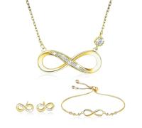 Aucuu Juego de Joyas para Mujer Collar Colgante Pulsera y Pendientes, Ajustable Símbolo de Infinito Pendientes Pulsera Collar Colgante, para Regalo de Día de La Madre y Cumpleaños