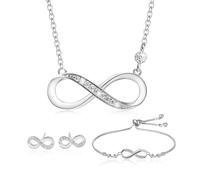 Aucuu Juego de Joyas para Mujer Collar Colgante Pulsera y Pendientes, Ajustable Símbolo de Infinito Pendientes Pulsera Collar Colgante, para Regalo de Día de La Madre y Cumpleaños