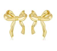 Aucuu Pendientes de lazo para mujer, 14K Pendientes de Lazo, Aretes de Lazo Clásicos, Pendientes de Gota Hipoalergénicos, Regalos de Joyería de Moda para Mujeres y Niñas - Oro