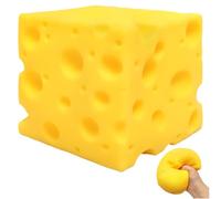 Audasi 10CM Squishy De Queso, Fidget De Queso Exprimible De Silicona Juguete Sensorial Juguete Sensorial de Goma Blanda con Forma de Cubo Gigante para Adultos y Niños Pequeño Regalo